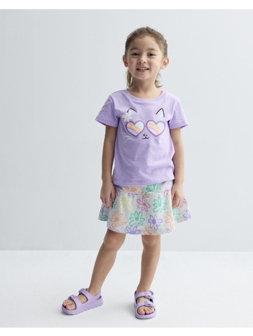 NWT Girls Floral Skort Skirt Shorts Purple Pink Orange Blue Size 18M